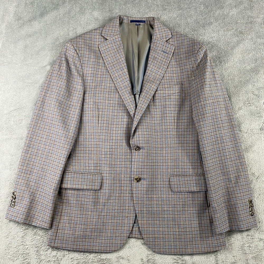 Jos A Bank Sport Coat Mens 40S Brown Blue Plaid 1905 Slim Fit Wool Blazer Preppy